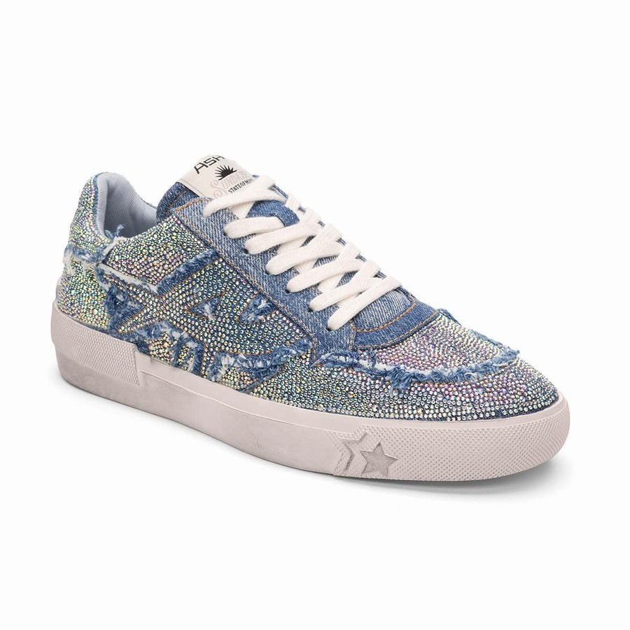 Basket Ash Malibu Strass Embellished Denim Bleu Femme | VML-2420440