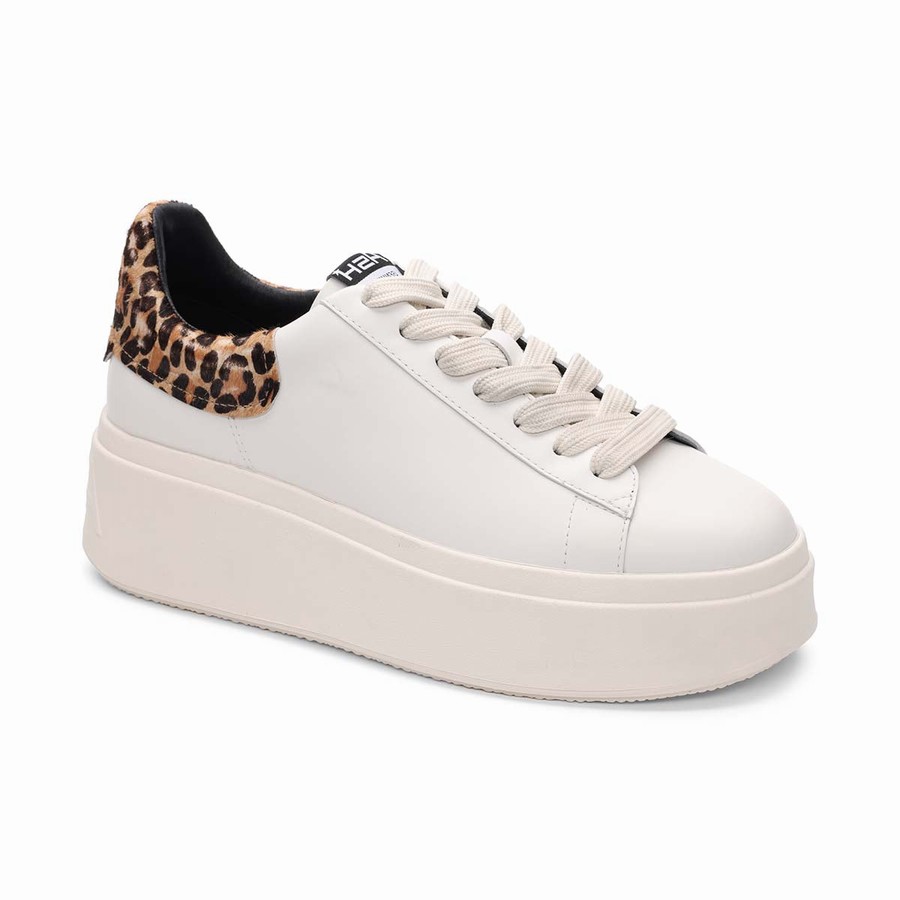 Basket Ash Moby Leopard Platform Blanche Femme | RBH-3374519