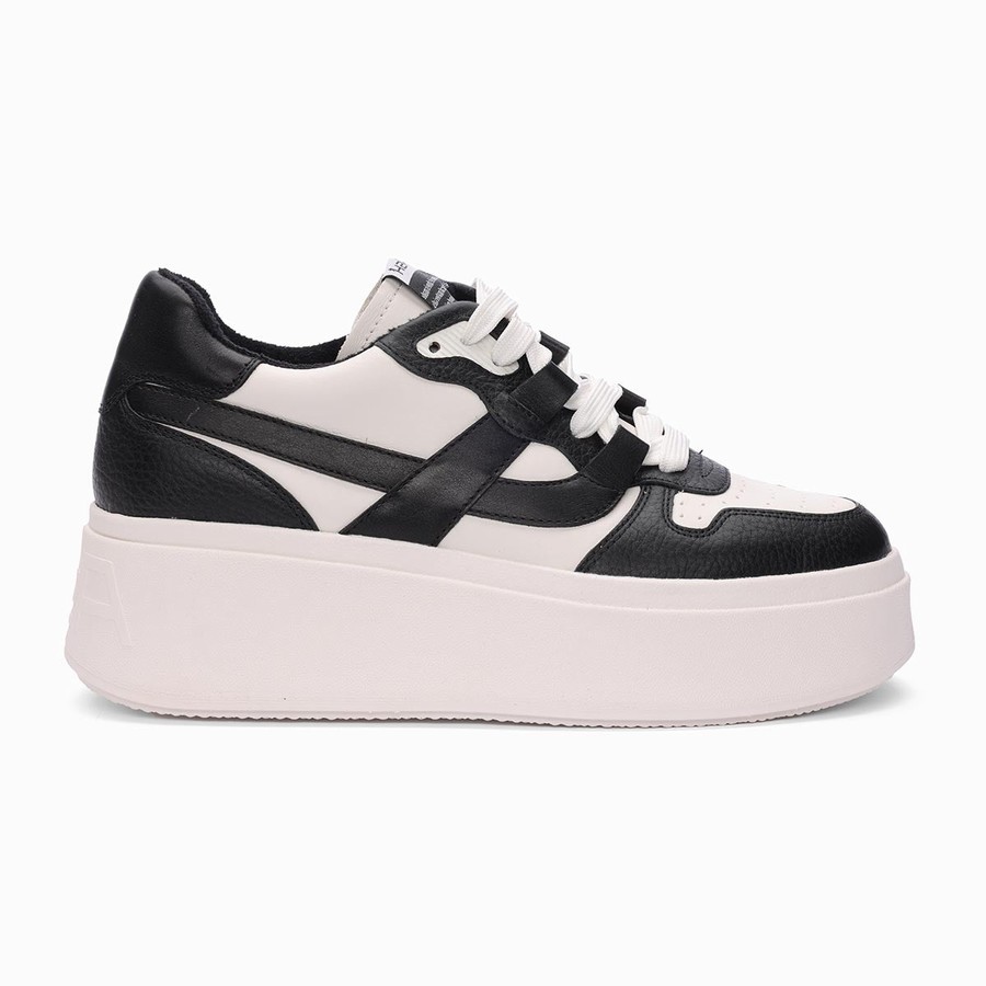 Basket Ash Match Eco-Friendly Tumbled Leather Platform Noir Femme | PIK-8871131