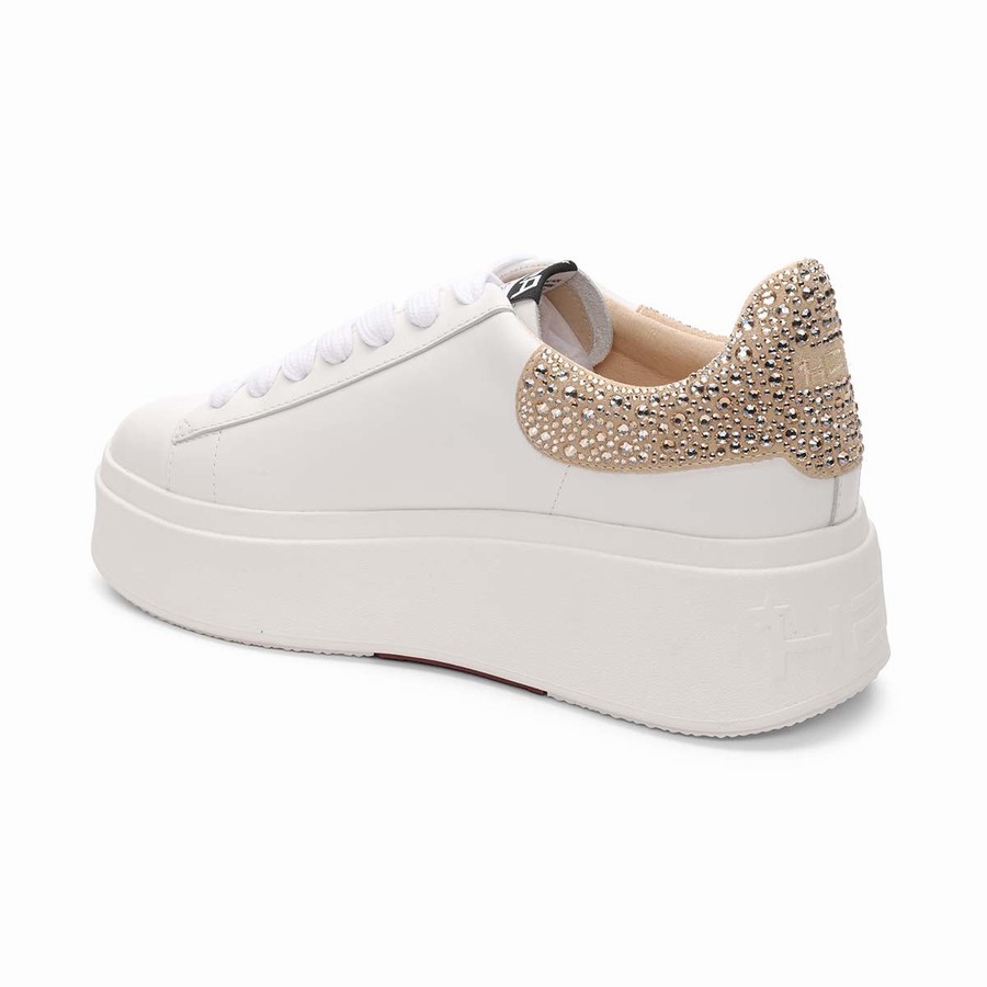 Basket Ash Moby Strass Platform Embellished Blanche Femme | IJW-6646886