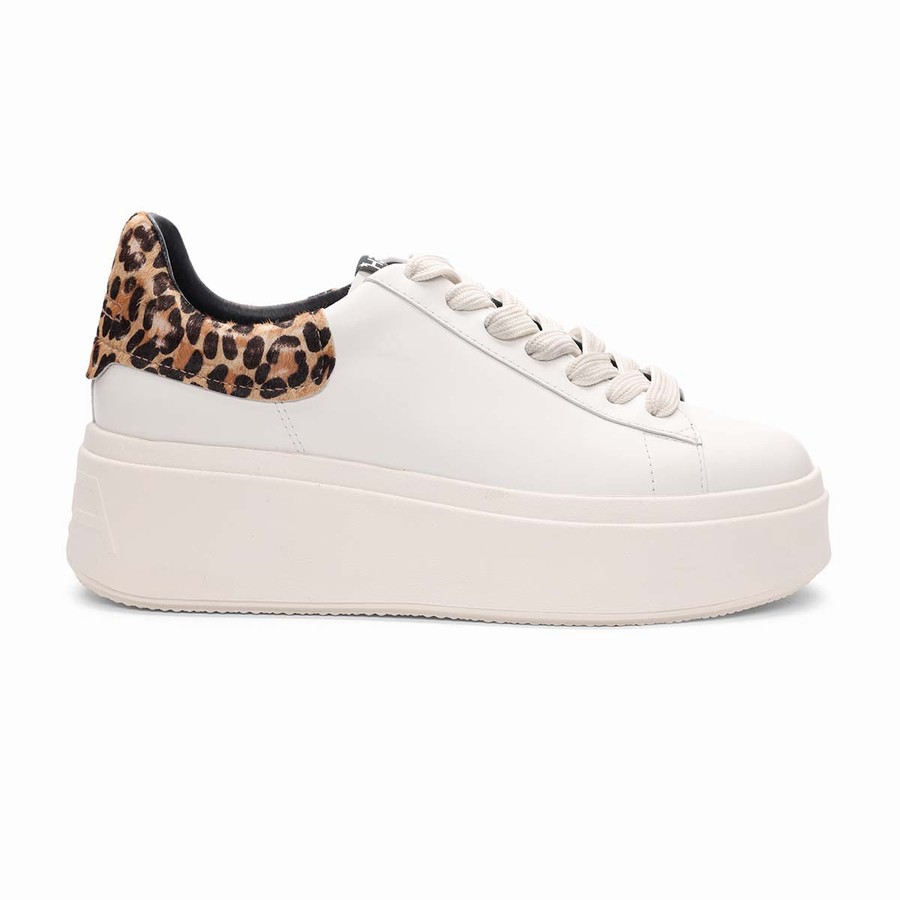 Basket Ash Moby Leopard Platform Blanche Femme | RBH-3374519