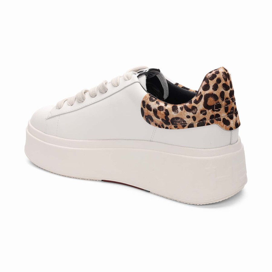 Basket Ash Moby Leopard Platform Blanche Femme | RBH-3374519