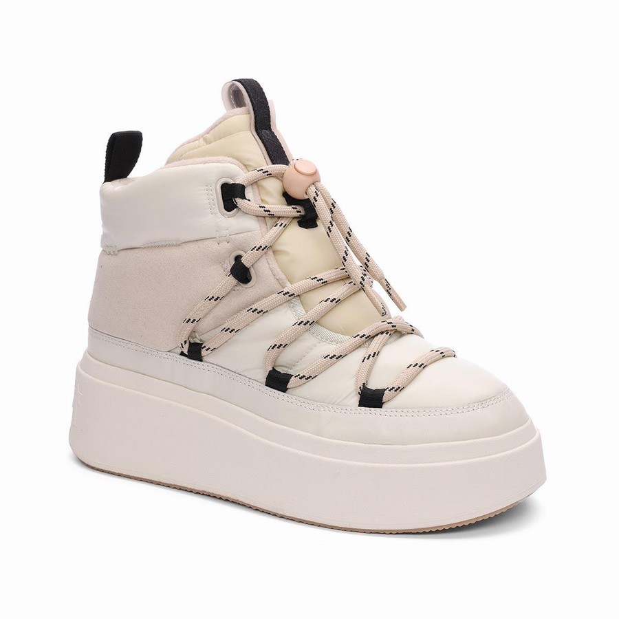 Botte Ash Montana Puffy Nylon Winter Blanche Femme | OGU-1643329