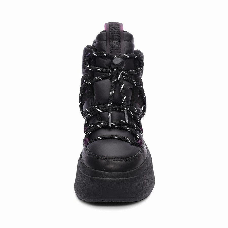 Botte Ash Montana Puffy Nylon Winter Noir Femme | OUB-3598727