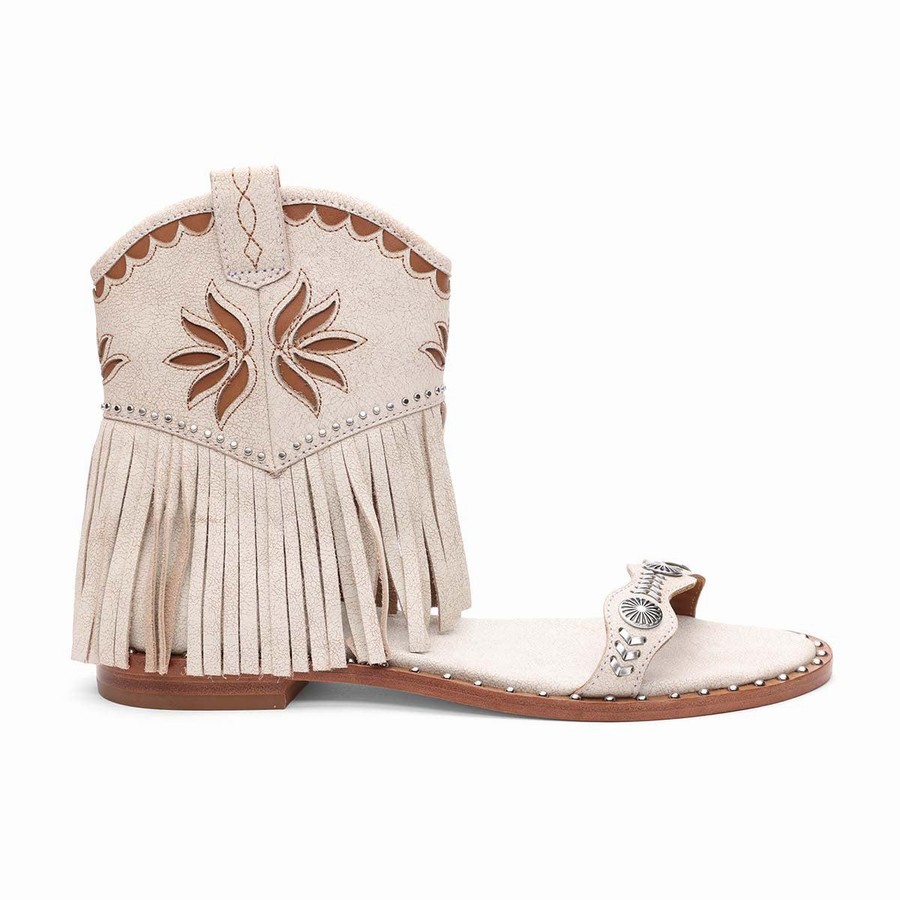 Sandale Ash Paquito Embellished Fringe Beige Femme | NQG-4425693