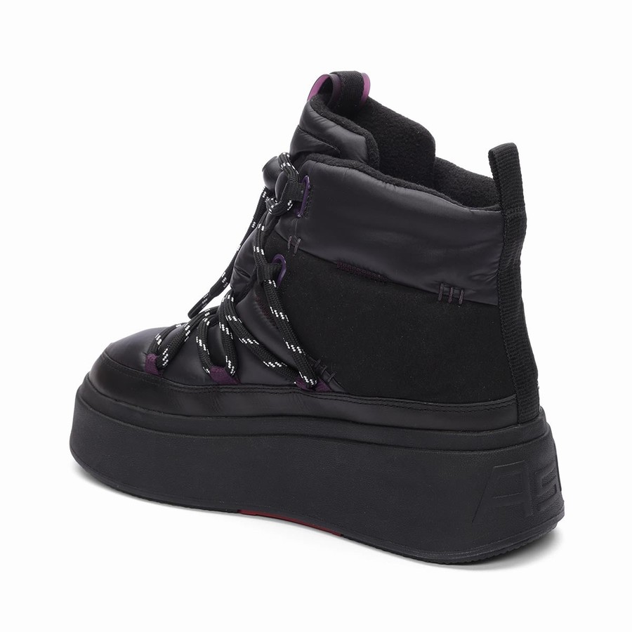 Botte Ash Montana Puffy Nylon Winter Noir Femme | OUB-3598727