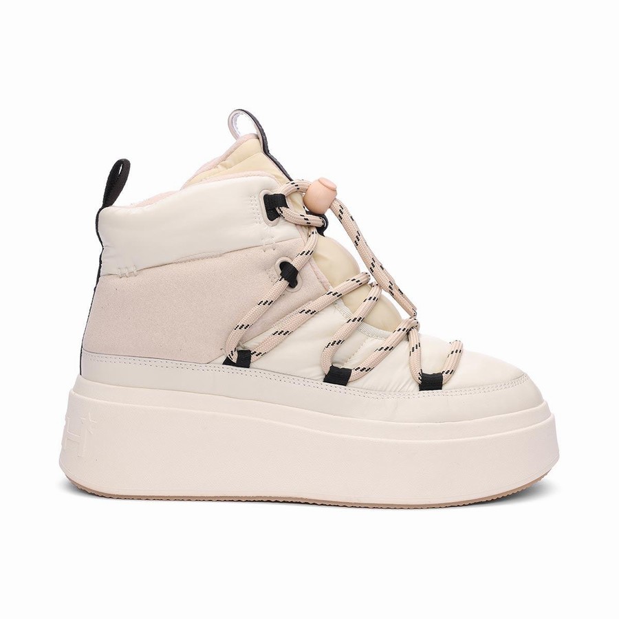 Botte Ash Montana Puffy Nylon Winter Blanche Femme | OGU-1643329