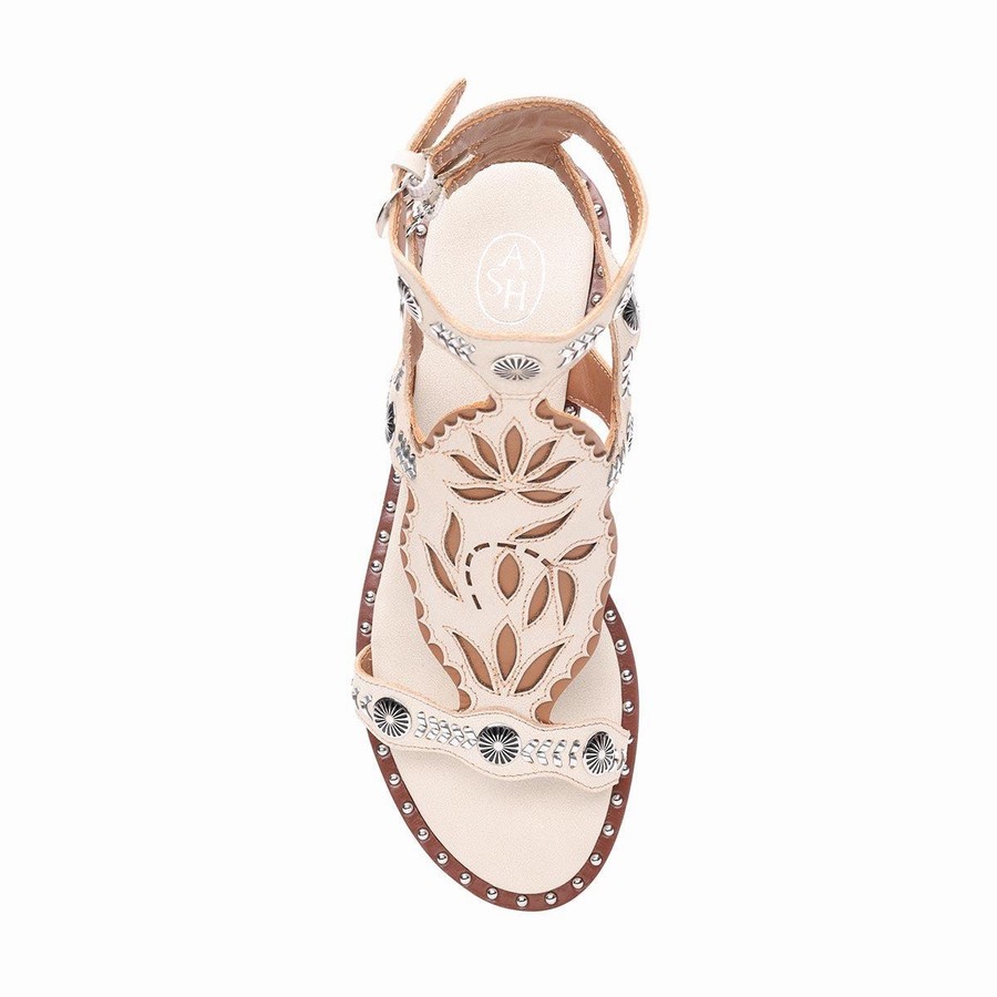 Sandale Ash Paraiba Embellished Flat Beige Femme | BMY-7675649