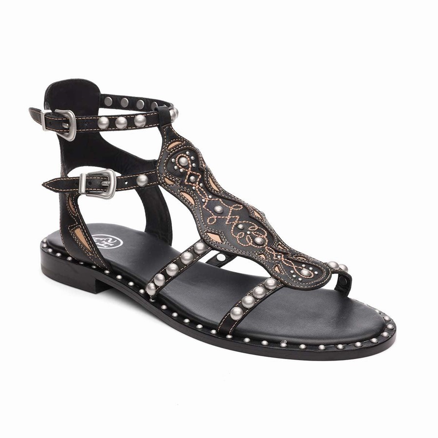 Sandale Ash Plaza Studded Flat Noir Femme | GEG-2188402