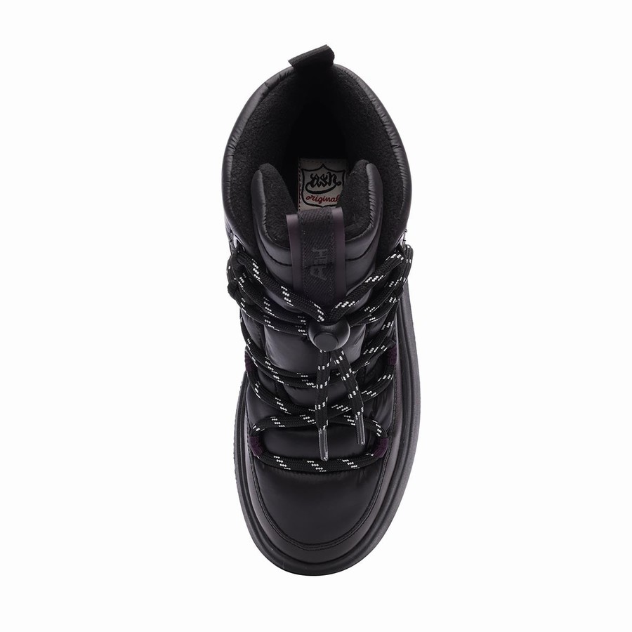 Botte Ash Montana Puffy Nylon Winter Noir Femme | OUB-3598727