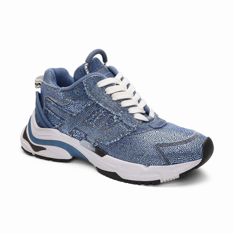 Basket Ash Race Strass Denim Fashion Bleu Femme | RWL-2041557