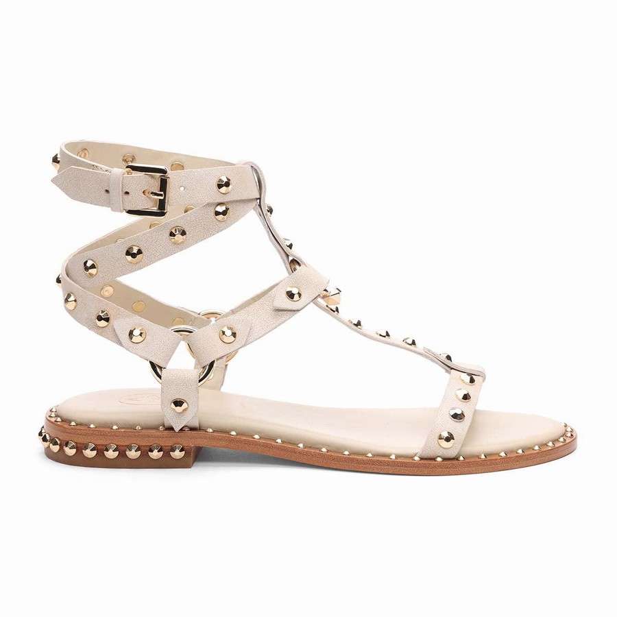 Sandale Ash Pulp Studded Flat Blanche Femme | NWK-1121147