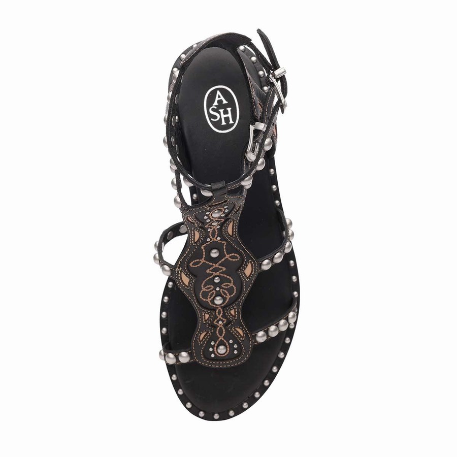 Sandale Ash Plaza Studded Flat Noir Femme | GEG-2188402