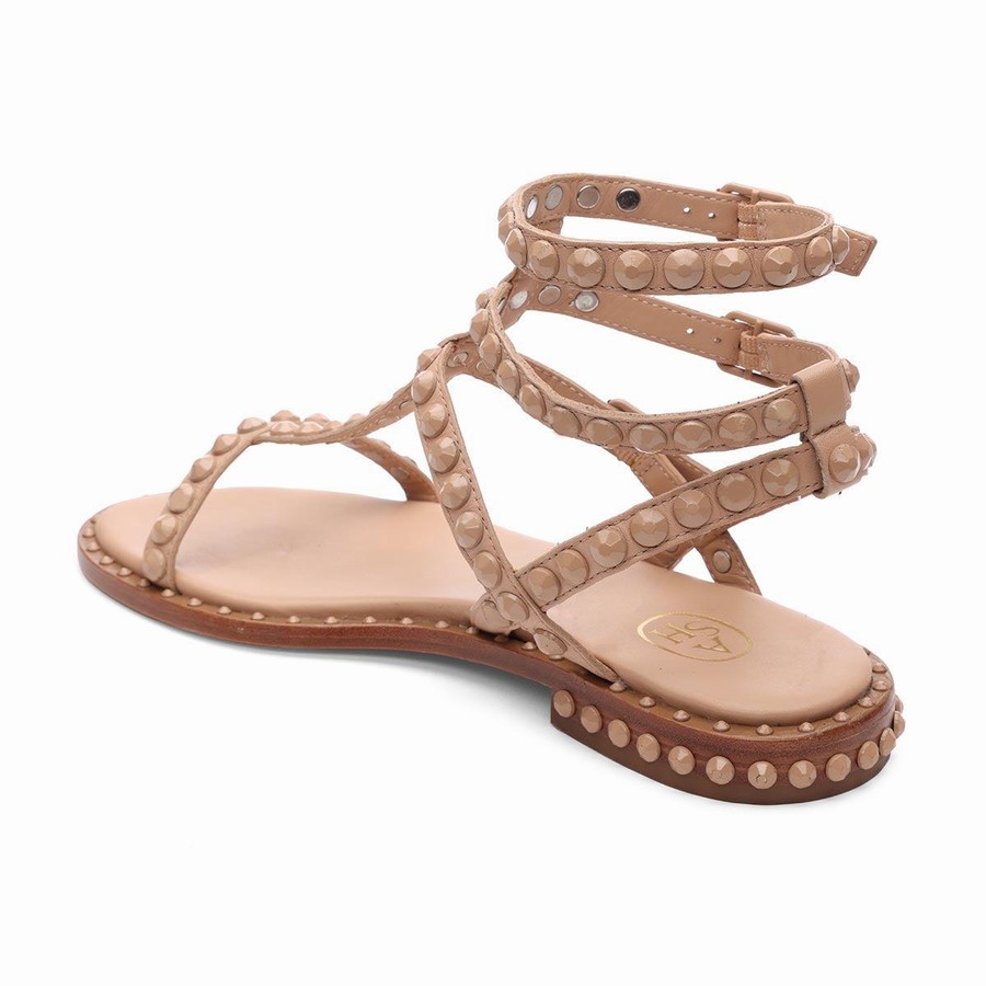 Sandale Ash Play Bis Tonal-Studded Flat Marron Femme | VFZ-7497138