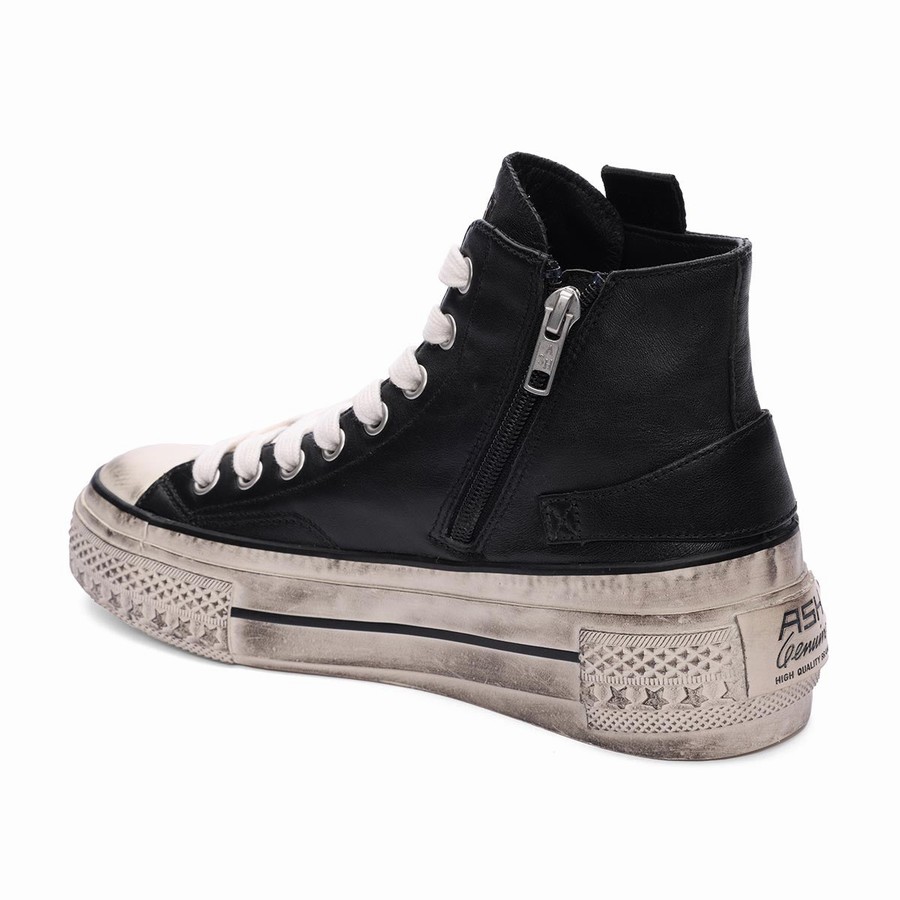 Basket Ash Rage Leather Lace Up Hightop Noir Femme | LVY-2443091