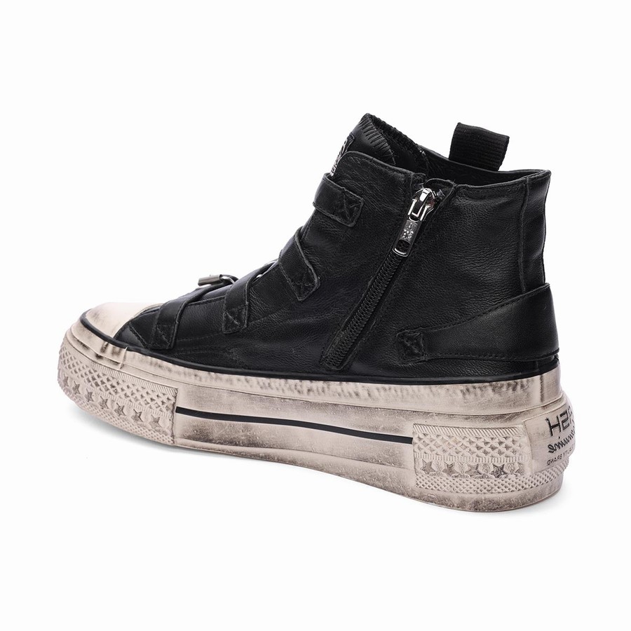 Basket Ash Rainbow Leather Buckle Hightop Noir Femme | YIC-1327461