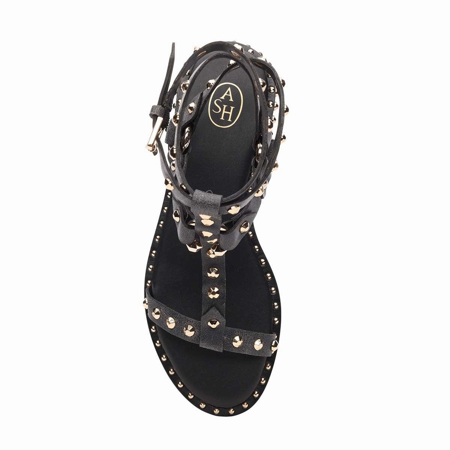 Sandale Ash Pulp Studded Flat Noir Femme | XKL-4919862