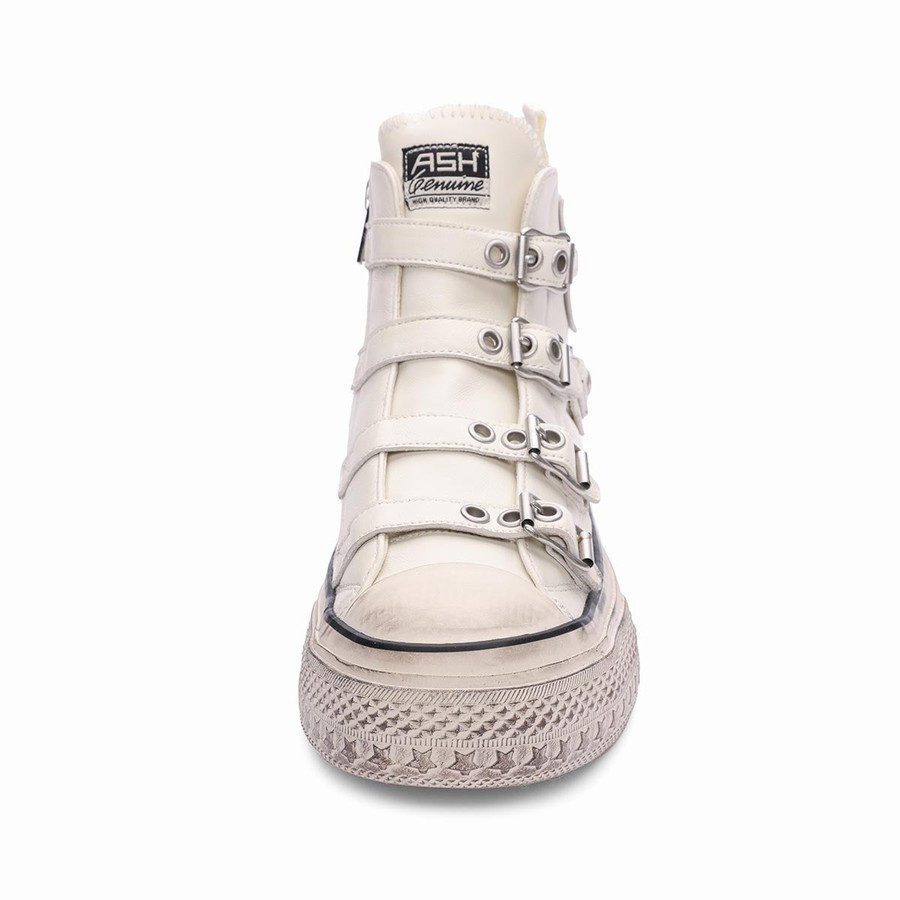 Basket Ash Rainbow Leather Buckle Hightop Blanche Femme | ALK-1708323