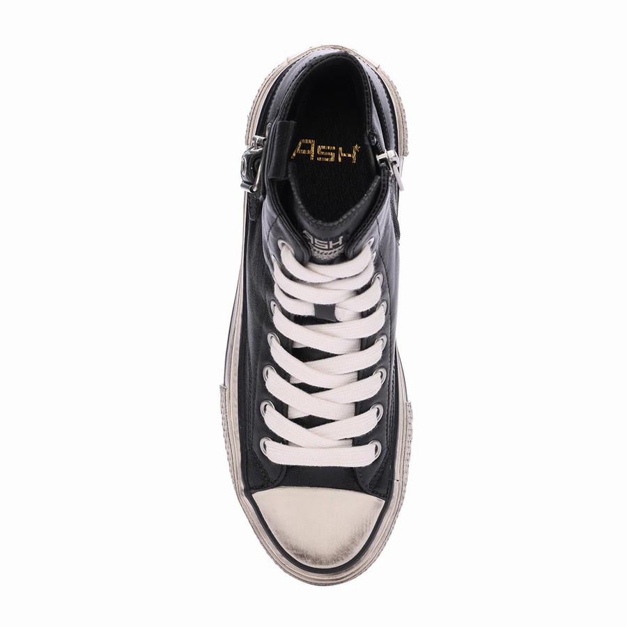 Basket Ash Rage Leather Lace Up Hightop Noir Femme | LVY-2443091