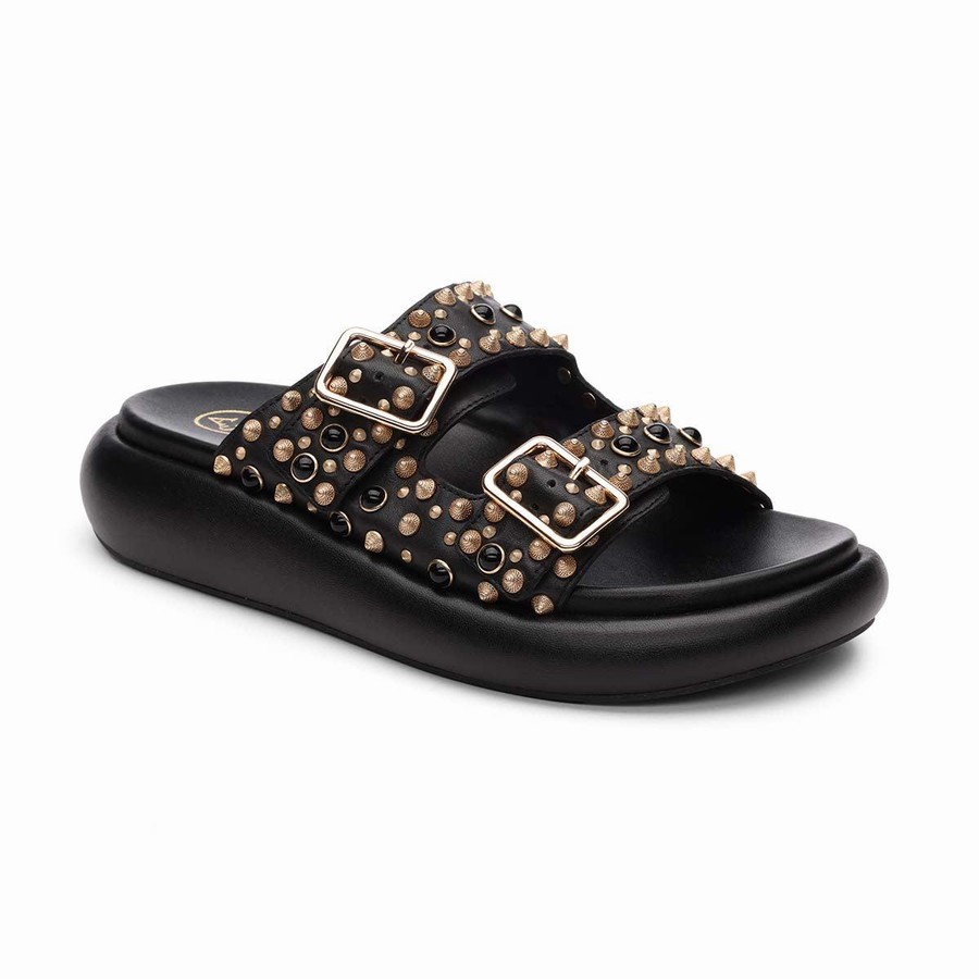 Claquette Ash Viking Studded Footbed Noir Femme | SUS-4204536