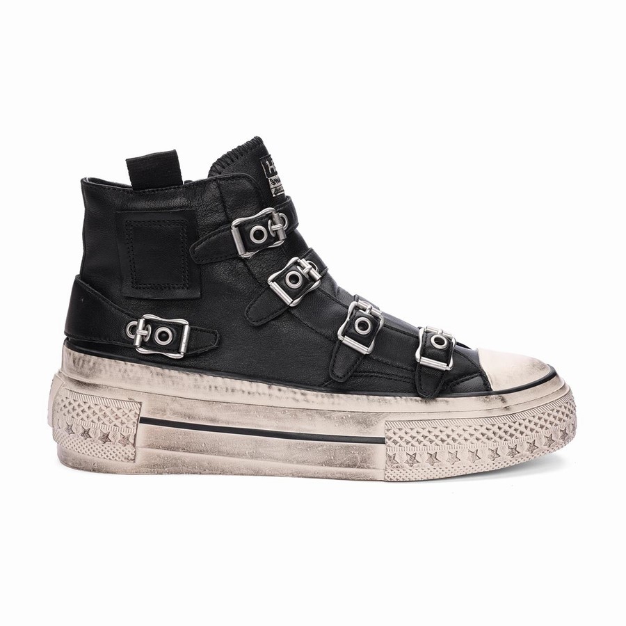 Basket Ash Rainbow Leather Buckle Hightop Noir Femme | YIC-1327461