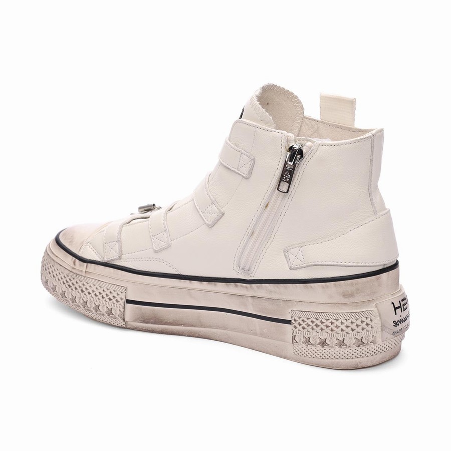 Basket Ash Rainbow Leather Buckle Hightop Blanche Femme | ALK-1708323