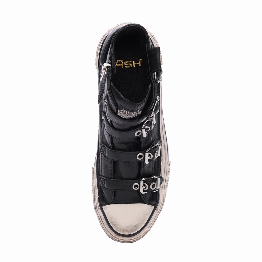 Basket Ash Rainbow Leather Buckle Hightop Noir Femme | YIC-1327461