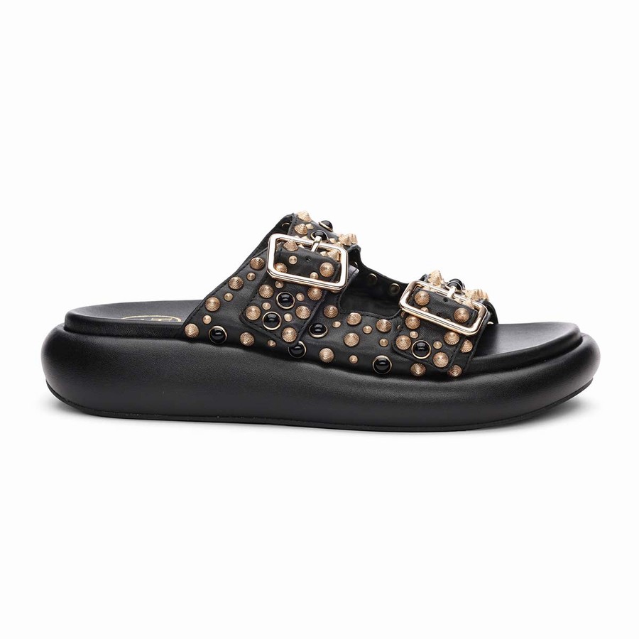 Claquette Ash Viking Studded Footbed Noir Femme | SUS-4204536