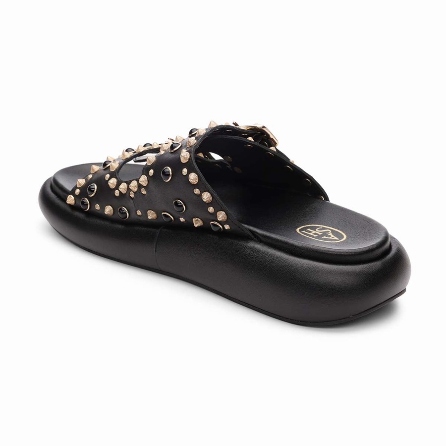 Claquette Ash Viking Studded Footbed Noir Femme | SUS-4204536